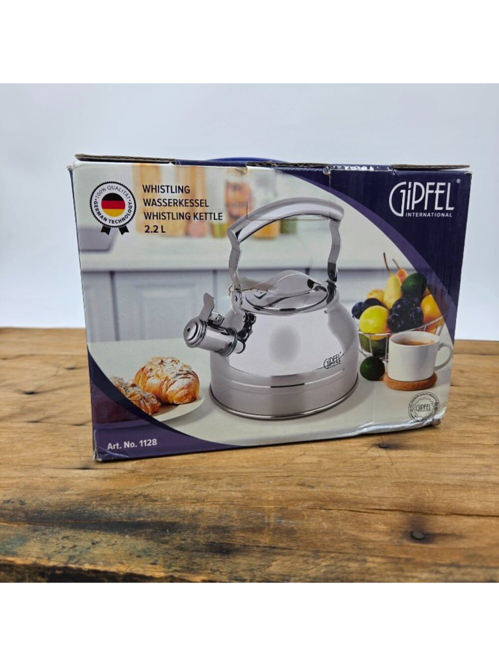 New Gipfel 2.2L Whistling Kettle Stainless Steel Teapot No 1128